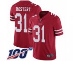 San Francisco 49ers #31 Raheem Mostert Red Team Color Vapor Untouchable Limited Player 100th Season Football Jersey
