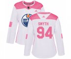 Women Edmonton Oilers #94 Ryan Smyth Authentic White Pink Fashion NHL Jersey