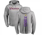 Minnesota Vikings #14 Stefon Diggs Ash Backer Pullover Hoodie