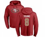 San Francisco 49ers #8 Steve Young Red Name & Number Logo Pullover Hoodie