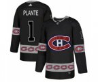 Montreal Canadiens #1 Jacques Plante Authentic Black Team Logo Fashion NHL Jersey