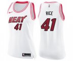Women's Miami Heat #41 Glen Rice Swingman White Pink Fashion Basketball Jersey