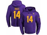 Minnesota Vikings #14 Stefon Diggs Purple(Gold No.) Name & Number Pullover NFL Hoodie