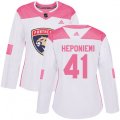 Women's Florida Panthers #41 Aleksi Heponiemi Authentic White Pink Fashion NHL Jersey