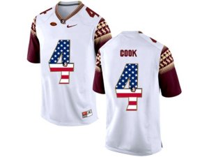 2016 US Flag Fashion-2016 Men\'s Florida State Seminoles Dalvin Cook #4 College Football Limited Jersey - White