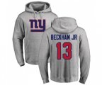 New York Giants #13 Odell Beckham Jr Ash Name & Number Logo Pullover Hoodie
