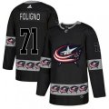 Columbus Blue Jackets #71 Nick Foligno Authentic Black Team Logo Fashion NHL Jersey
