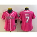Women Dallas Cowboys #7 Trevon Diggs Pink With Patch Cool Base Stitched Baseball Jersey