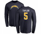 Los Angeles Chargers #5 Tyrod Taylor Navy Blue Name & Number Logo Long Sleeve T-Shirt