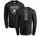 Oakland Raiders #81 Tim Brown Black Backer Long Sleeve T-Shirt
