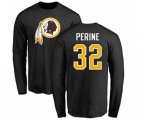 Washington Redskins #32 Samaje Perine Black Name & Number Logo Long Sleeve T-Shirt