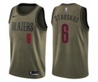 Portland Trail Blazers #6 Nik Stauskas Swingman Green Salute to Service NBA Jersey
