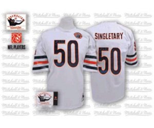 Mitchell and Ness Chicago Bears #50 Mike Singletary White Big Number with Bear Patch Authentic Throwback Football Jersey