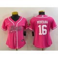 Women San Francisco 49ers #16 Joe Montana Pink With Patch Cool Base Stitched Baseball Jersey