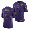 Baltimore Ravens #6 Patrick Queen Nike Purple 25th Anniversary Speed Machine Golden Limited Jersey