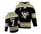 Pittsburgh Penguins #7 Paul Martin Authentic Black Sawyer Hooded Sweatshirt NHL Jersey