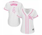 Women's Kansas City Royals #4 Alex Gordon Authentic White Fashion Cool Base Baseball Jersey