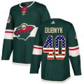 Minnesota Wild #40 Devan Dubnyk Authentic Green USA Flag Fashion NHL Jersey