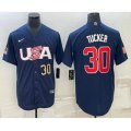 USA Baseball #30 Kyle Tucker Number 2023 Navy World Baseball Classic Stitched Jersey