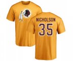 Washington Redskins #35 Montae Nicholson Gold Name & Number Logo T-Shirt