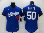 Los Angeles Dodgers #50 Mookie Betts Blue 2021 City Connect Flex Base Stitched Jersey