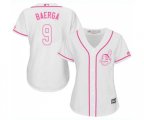 Women's Cleveland Indians #9 Carlos Baerga Replica White Fashion Cool Base Baseball Jersey