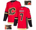 Calgary Flames #7 TJ Brodie Authentic Red Fashion Gold Hockey Jersey