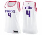 Women's Sacramento Kings #4 Chris Webber Swingman White Pink Fashion Basketball Jersey