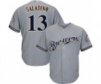 Milwaukee Brewers Tyler Saladino Replica Grey Road Cool Base Baseball Player Jersey