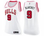 Women's Chicago Bulls #9 Antonio Blakeney Swingman White Pink Fashion Basketball Jersey