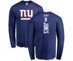 New York Giants #8 Daniel Jones Royal Blue Backer Long Sleeve T-Shirt