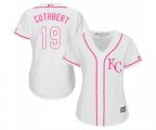 Women's Kansas City Royals #19 Cheslor Cuthbert Replica White Fashion Cool Base Baseball Jersey