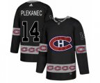 Montreal Canadiens #14 Tomas Plekanec Authentic Black Team Logo Fashion NHL Jersey