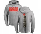 Cleveland Browns #81 Rashard Higgins Ash Pullover Hoodie
