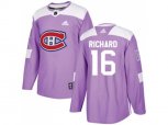 Montreal Canadiens #16 Henri Richard Purple Authentic Fights Cancer Stitched NHL Jersey