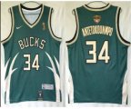 Milwaukee Bucks #34 Giannis Antetokounmpo Green Nike Swingman 2021 Champions Earned Edition Stitched Jersey