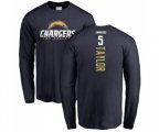 Los Angeles Chargers #5 Tyrod Taylor Navy Blue Backer Long Sleeve T-Shirt