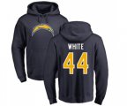 Los Angeles Chargers #44 Kyzir White Navy Blue Name & Number Logo Pullover Hoodie
