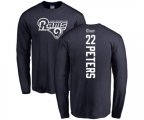 Los Angeles Rams #22 Marcus Peters Navy Blue Backer Long Sleeve T-Shirt