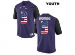 2016 US Flag Fashion 2016 Youth Washington Huskies Jake Browning #3 College Football Limited Jersey - Purple