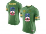2016 US Flag Fashion Men's Oregon Duck Marcus Mariota #8 College Football 20th Anniversary Throwback Jerseys - Apple Green