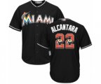 Miami Marlins #22 Sandy Alcantara Authentic Black Team Logo Fashion Cool Base Baseball Jersey