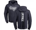 Los Angeles Rams #76 Orlando Pace Navy Blue Backer Pullover Hoodie