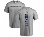 Seattle Seahawks #16 Tyler Lockett Ash Backer T-Shirt