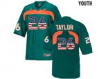 2016 US Flag Fashion Youth Miami Hurricanes Sean Taylor #26 College Football Jersey - Green