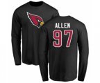 Arizona Cardinals #97 Zach Allen Black Name & Number Logo Long Sleeve T-Shirt