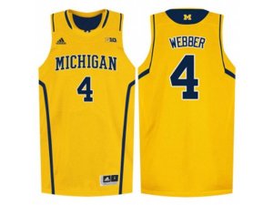 Michigan Wolverines Chirs Webber #4 Basketball Authentic Jersey - Yellow