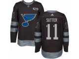 St. Louis Blues #11 Brian Sutter Authentic Black 1917-2017 100th Anniversary NHL Jersey