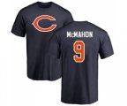Chicago Bears #9 Jim McMahon Navy Blue Name & Number Logo T-Shirt