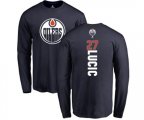 Edmonton Oilers #27 Milan Lucic Navy Blue Backer Long Sleeve T-Shirt